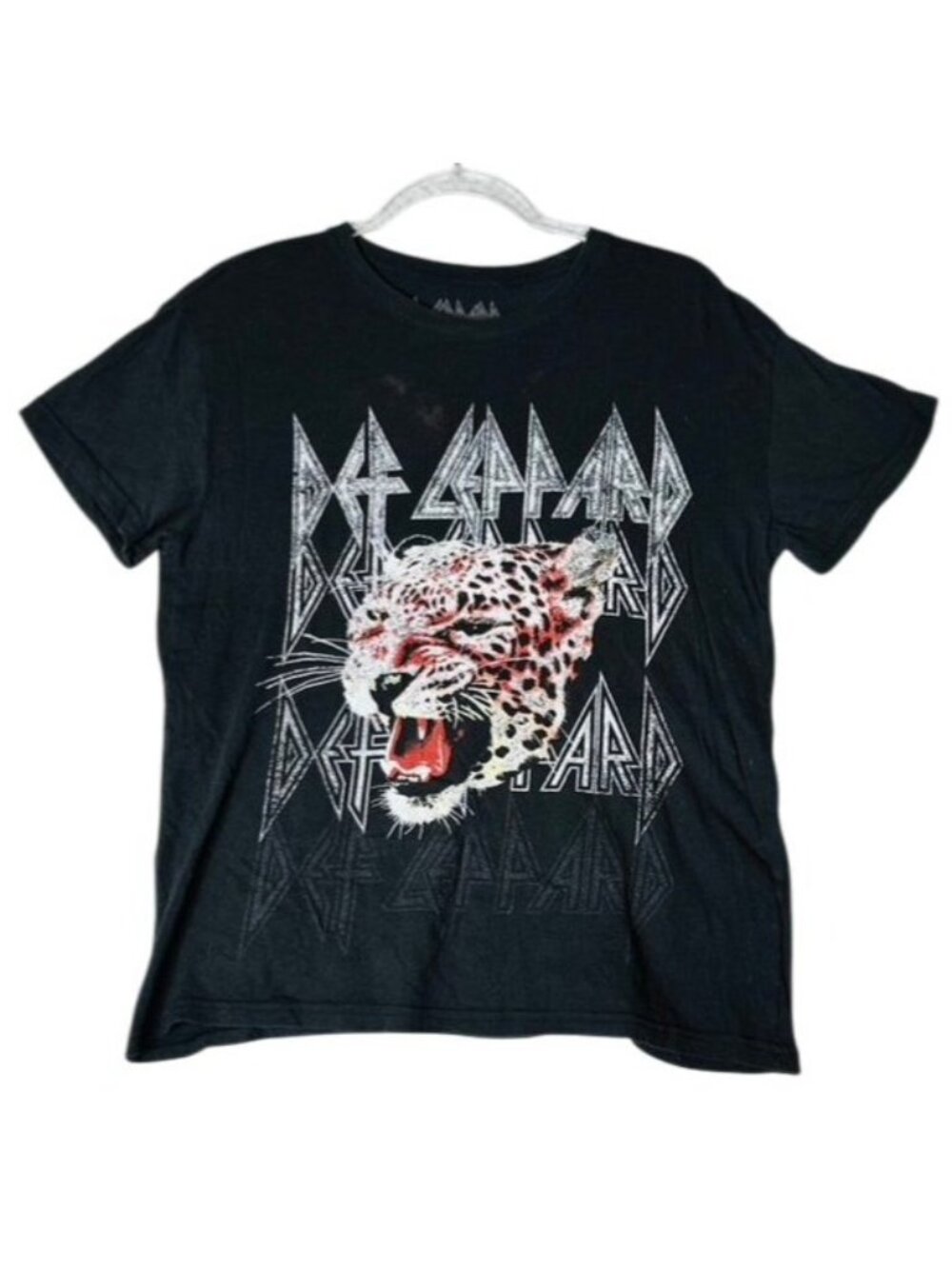 Def Leppard Leopard Graphic Band T Shirt Black Medium Cotton Rock Tee